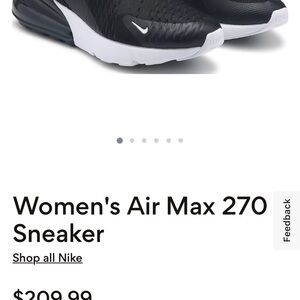 Nike Women's Air Max 270 Black and White Sneakers